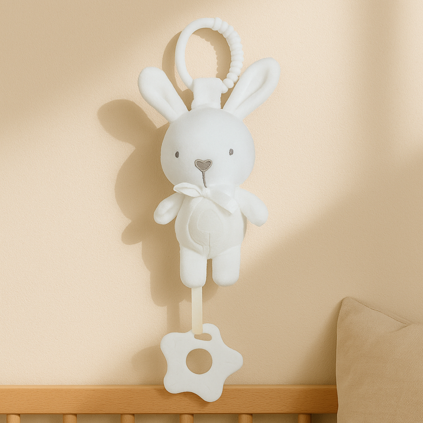 Doudou de dentition à accrocher – Jouet d’éveil bébé