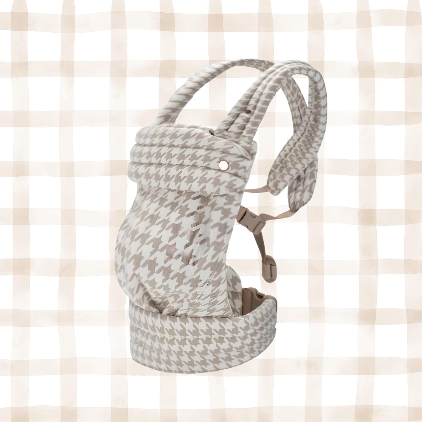 Porte-bébé physiologique et ergonomique HelloBiboo motif pied-de-poule beige