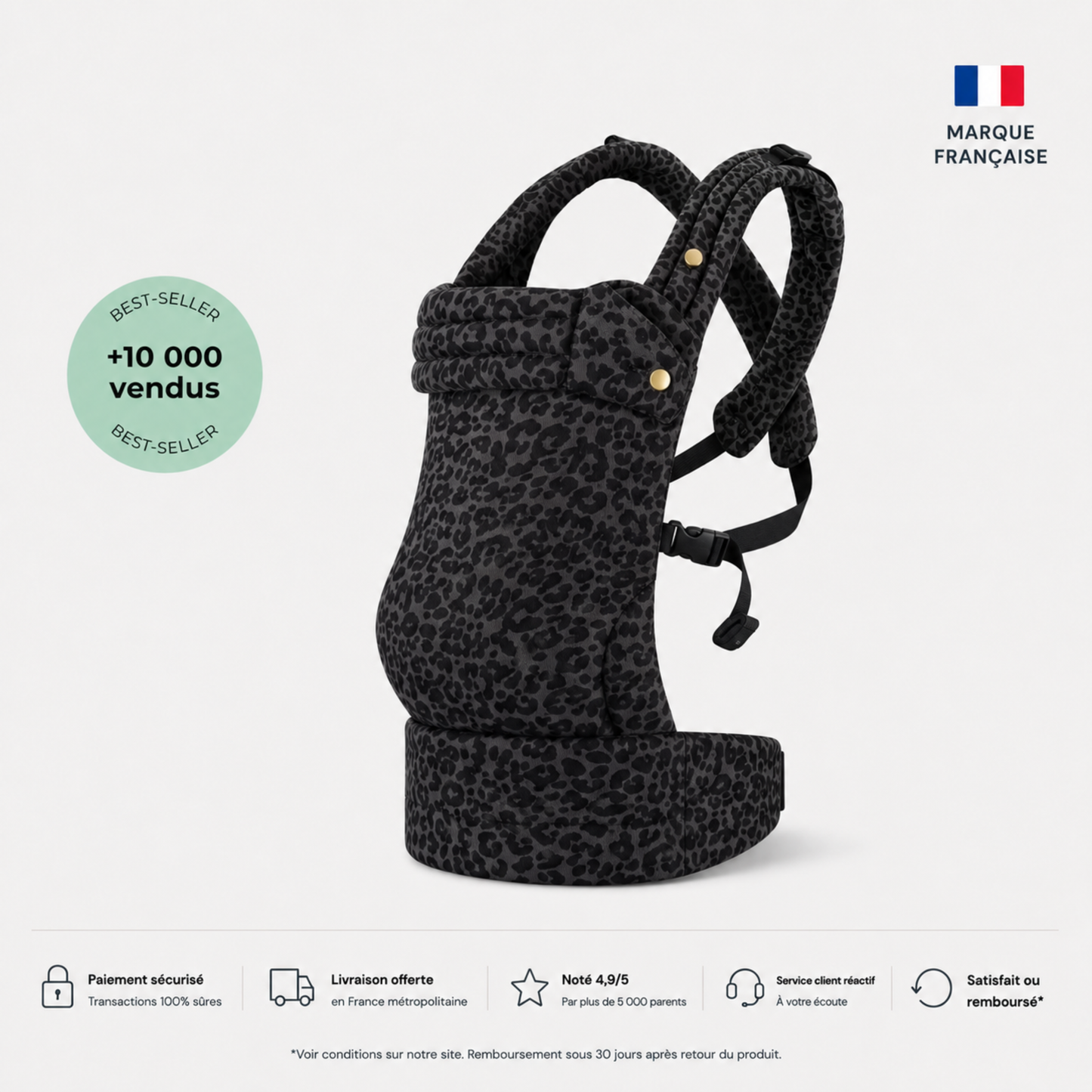 Porte-bébé HelloBiboo Koala — Léopard Noir