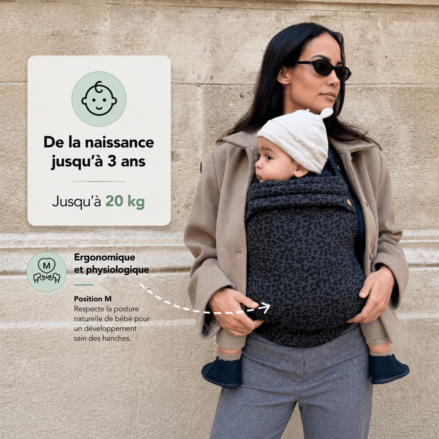 Porte-bébé HelloBiboo Koala — Léopard Noir