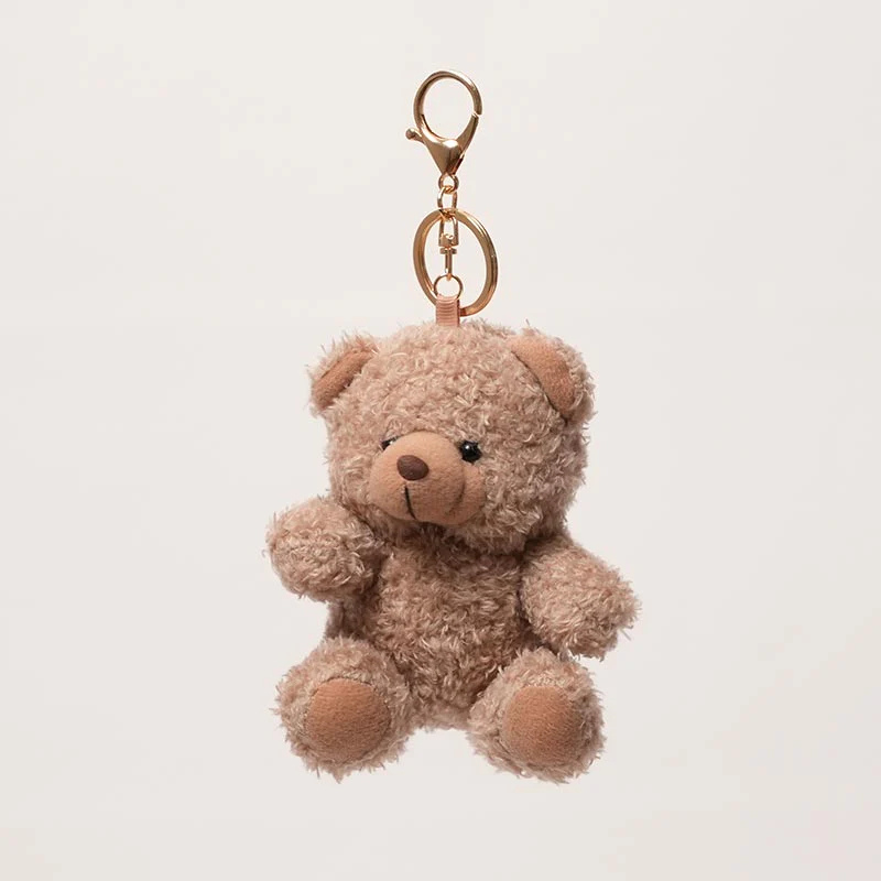 Doudou ours beige avec mousqueton, à attacher sur porte-bébé ou sac pour bébé