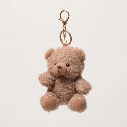 Doudou ours beige avec mousqueton, à attacher sur porte-bébé ou sac pour bébé