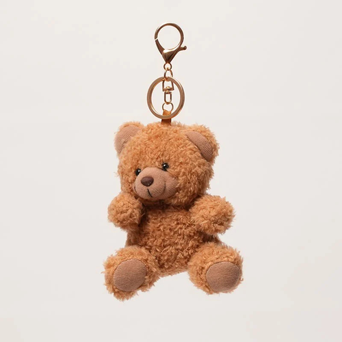 Doudou ours marron avec mousqueton, à attacher sur porte-bébé ou sac pour bébé