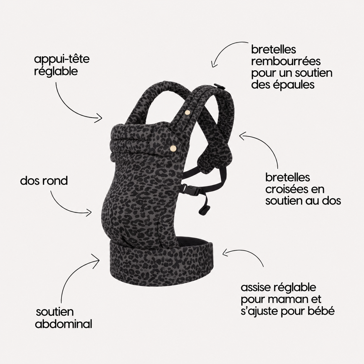 Porte-bébé HelloBiboo Koala — Léopard Noir