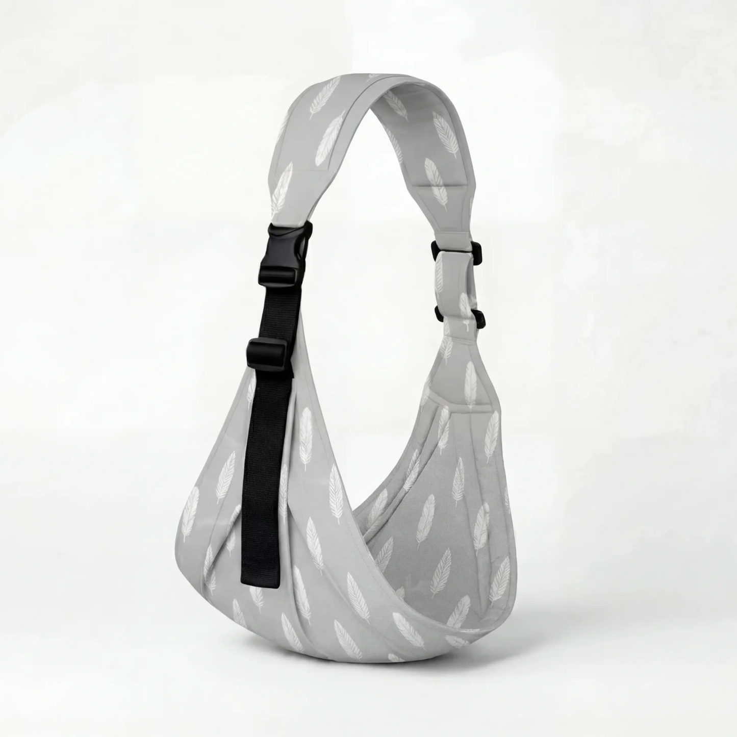 Porte-bébé bandoulière physiologique ergonomique HelloBiboo avec motif plumes