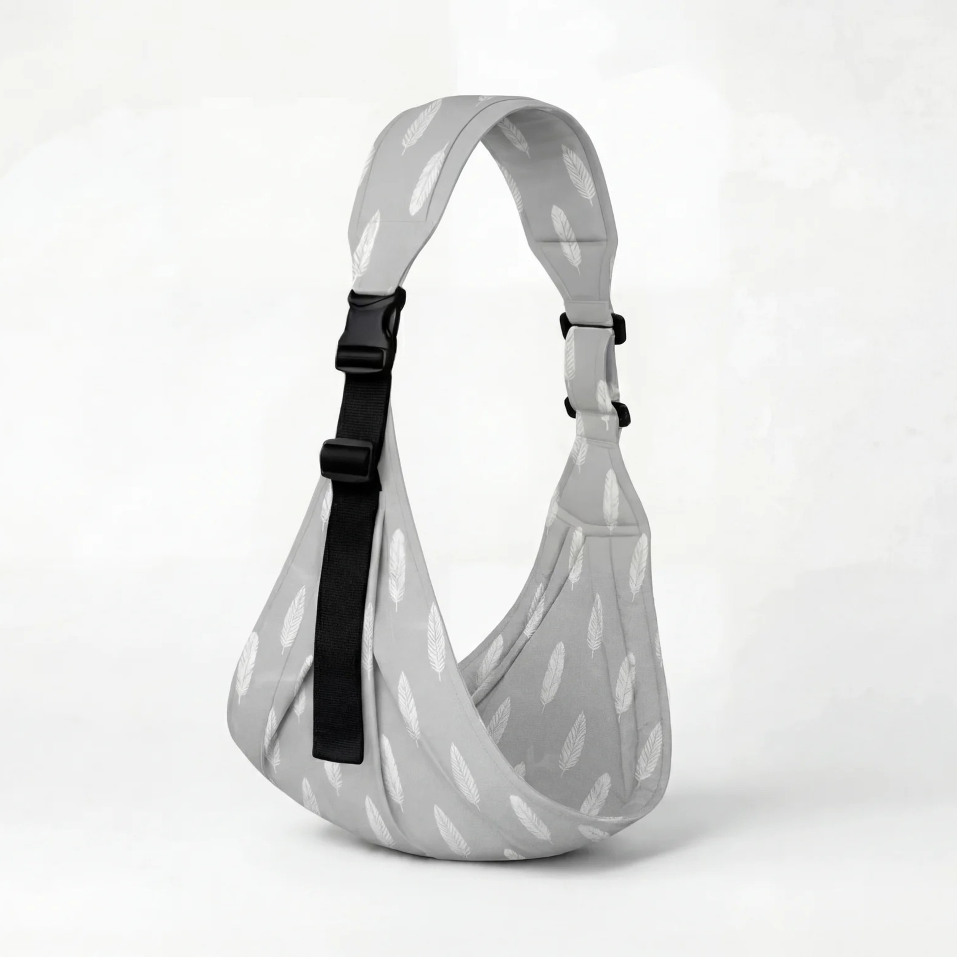 Porte-bébé bandoulière physiologique ergonomique HelloBiboo avec motif plumes