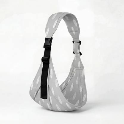 Porte-bébé bandoulière physiologique ergonomique HelloBiboo avec motif plumes
