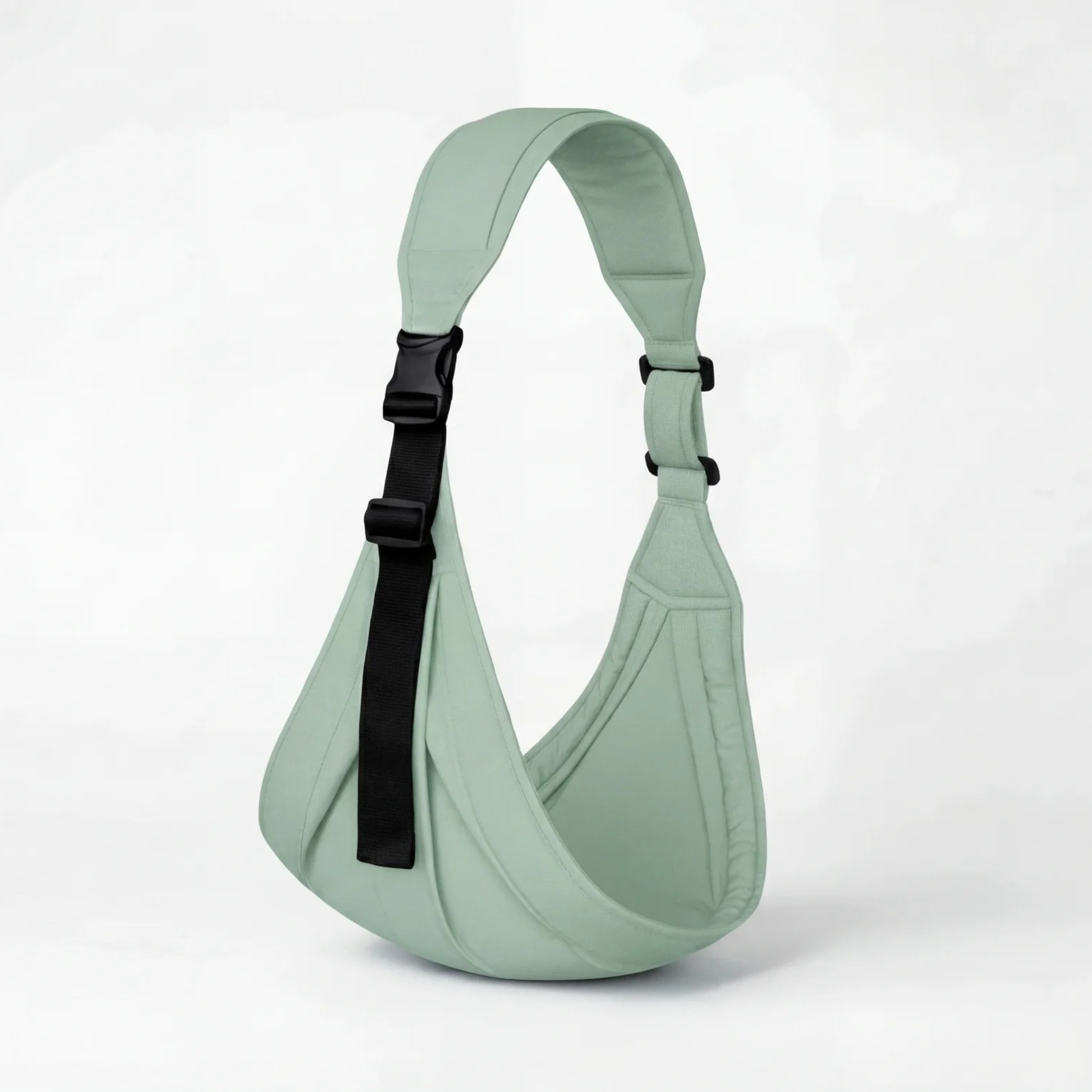 Porte-bébé bandoulière physiologique ergonomique HelloBiboo de couleur vert menthe