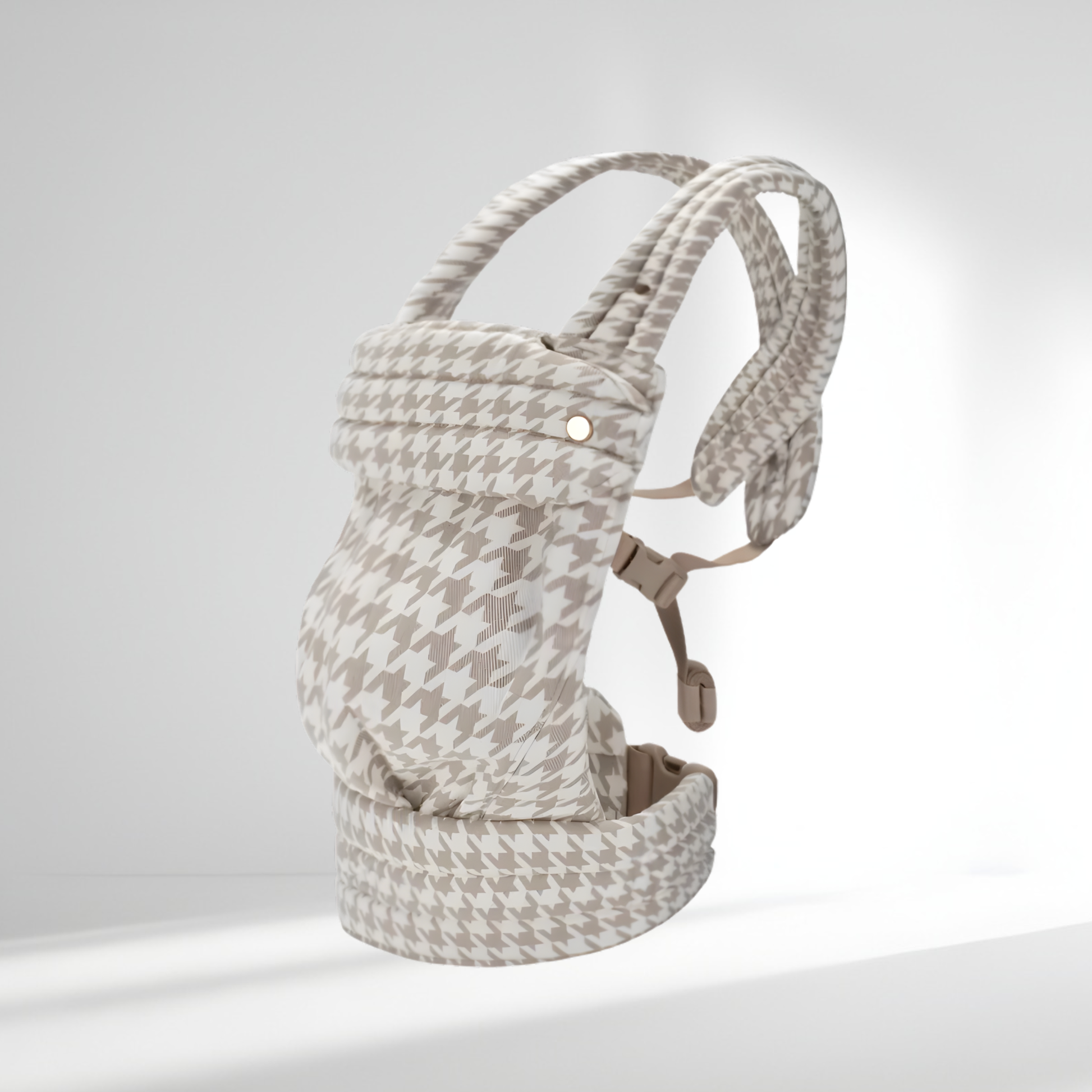 Porte-bébé physiologique et ergonomique HelloBiboo motif pied-de-poule beige